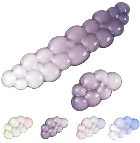 Gel Cloud Keyboard and Mouse Wrist Rest, Ergonomic Clear Keyboard Wrist Rest Set (Grey Purple Gradient)