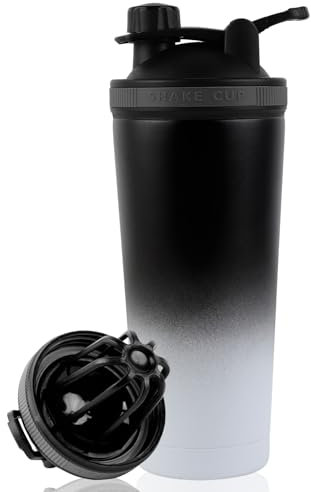 kiptyg Shaker Proteine,750ml Shaker à Protéines en acier Inoxydable,avec écran passoire,Shaker à Protéines à Double paroi isolé sous vide|Sans BPA et étanche|pour Boissons Protéinées et Sportives