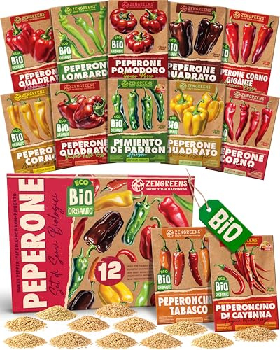 ZenGreens® - Bio Paprikasamen im 12er Set - 12 Paprika Samen für den einfachen Anbau im Garten, Balkon oder Hochbeet - Pflanzensamen - Saatgut