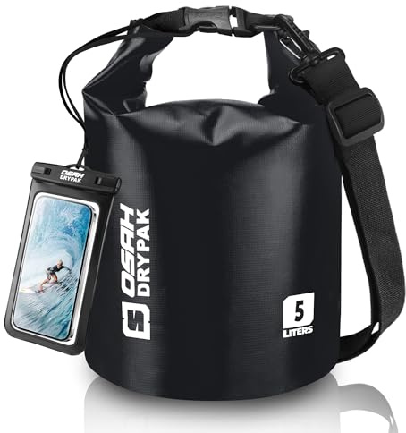 OSAH DRYPAK Sac Étanche Sac Impermeable Etanche 5L/10L/20L/30L/40L Dry Bag avec Bandoulière Réglable et Pochette Étanche Téléphone pour Sports Nautiques, Kayak, Rafting, Surf, Camping