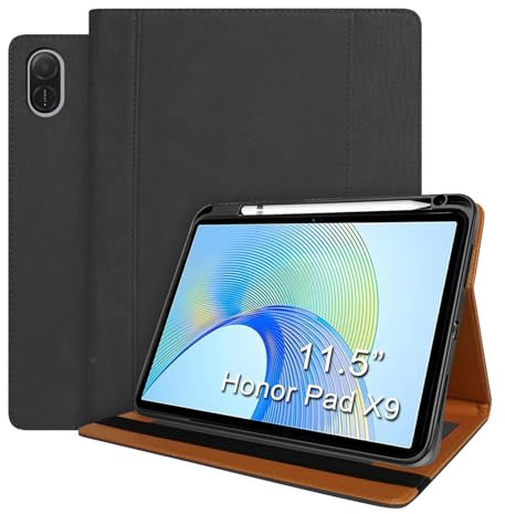World biz Case for Honor Pad X9 11.5 2023 /X8 Pro 11.5 2023, Premium Leather Business Cover Multi-Angle Viewing with Pocket & Pencil Holder, Auto Sleep/Wake, Honor Pad X9 (Black)
