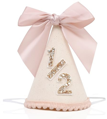BellaBlend Schleife 1/2 Geburtstag Hut - Kleine Prinzessin Halber Geburtstag Dekorationen 1/2 Way to One Birthday Crown Outfit