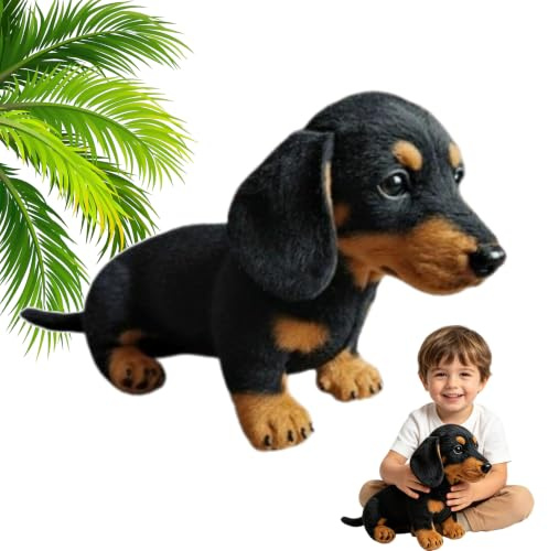 Xiyocadt Plüschtier, Hund Kuscheltier, Realistischer Plüschwelpe zum Sitzen, Der Treue Begleiter zum Kuscheln und Liebhaben für Jede Gelegenheit (22 cm,Schwarz)
