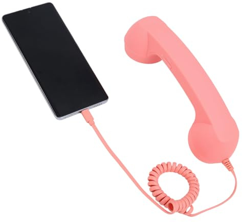 BTFO Retro-Handyhörer für iPhone/Android, Typ-C-Handyhörer Im Old-School-Stil mit Mikrofon und Lautsprecher Fotorequisite Im 90er-Jahre-Look (Pink)