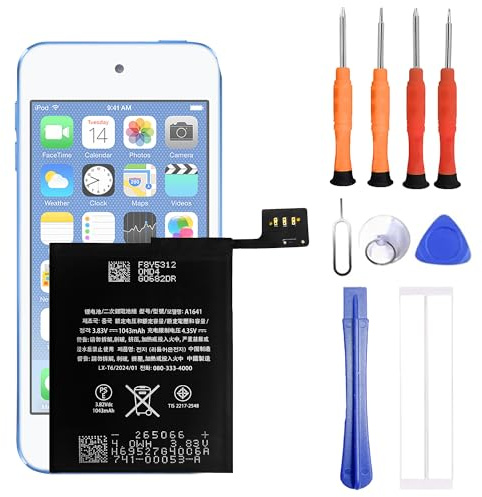 VUXYIT A1574 A1641 compatible with i-Pod Touch 5th 6th 7th 16GB 32GB 64GB Replacement battery with repair toolkit