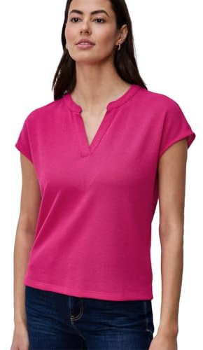 Damen Shirt mit Split Neck im Strick-Look