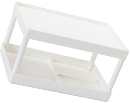 RUNROTOO Double Layer Desktop Storage Rack White PC Stand for Organizing Stationery and Items with Sturdy Pp Material, Simple Shape Table Organizer for Home and Desktop Use