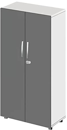 Aktenschrank abschließbar, 80 cm breit, Schrank weiß, Mehrzweckschrank mit Griffen, Allzweckschrank, Haushaltsschrank, Büroschrank, Werkzeugschrank aus Holz,Küchenschrank 42 cm tief