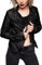 Pretty Attitude Schwarze Damen Lederimitat Jacke mit Nieten im Biker-Stil Bikerjacke Kunstlederjacke – Gr. M