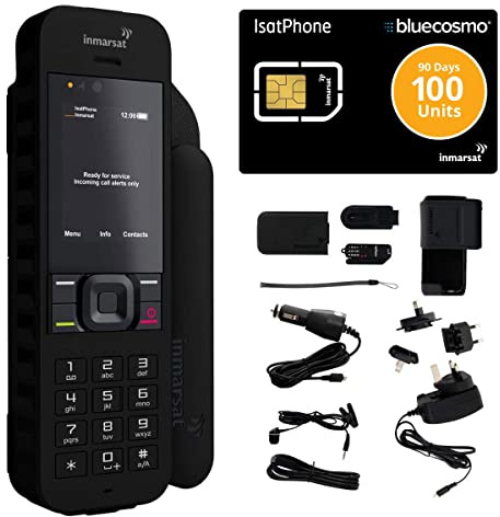 BlueCosmo Inmarsat IsatPhone 2.1 Satellite Phone Kit & 100 Unit Prepaid SIM (77 Minutes, 90 Days) - Global Coverage - Voice, SMS, GPS Tracking, Emergency SOS