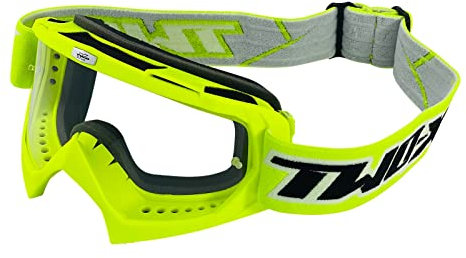 TWO-X Cross-Brille - Motocross Mit Klarem Glas - Kratzfeste Motorrad-Schutzbrille für Enduro & Downhill - Modell Race - Neongelb