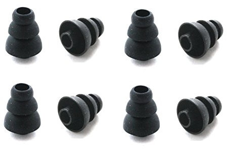 8 Pcs Small (S) Black Triple Flange Replacement Eartips Earbuds for Monster Beats Dr. Dre Tour, urBeats, Powerbeats and LG Tone