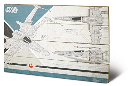 Star Wars Der letzte Jedi 'X-Wing Pläne' Holz- Wand Kunst,40 x 59 cm
