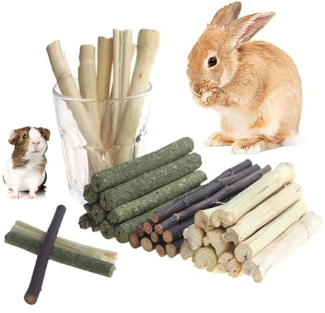 3 Arten von kombinierten Kaninchen Spielzeug, Molarstäbchen, süßer Bambus-Apfelzweig, Timothy Gras für Haustiere, Chinchilla, Eichhörnchen, Rennmäuse, Hamster, Eichhörnchen,Meerschweinchen (600g)