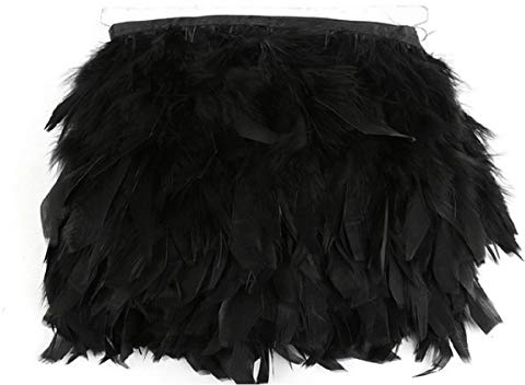 Yalulu 2 Meter Feder Fringe Trim Gürtel Federborte Band Federbesatz Federfranse Nähen Kostüm Deko (Schwarz)