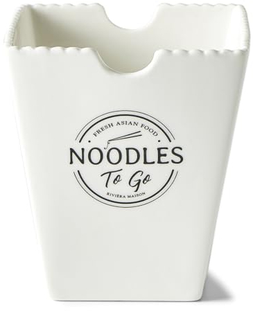 Riviera Maison schüssel weiß porzellan, nudelsuppeschüssel, noodle, ramen schüssel, suppenschüssel - Fresh Asian Food Noodles To Go Bowl - (LxBxH) 11.5x11.5x12.5