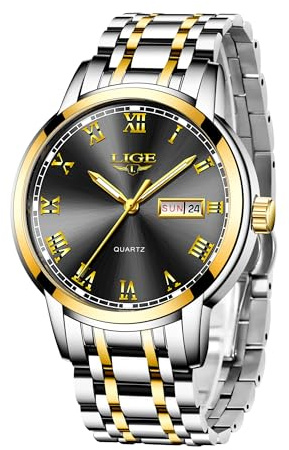 LIGE Uhren Herren Quarz Wasserdicht Datum Leuchtzeiger | LIGE Armbanduhr Herren, Quarz Analog, Edelstahl 3ATM Wasserdicht, Datumsanzeige Leuchtzeiger, Business Outdoor Erholung