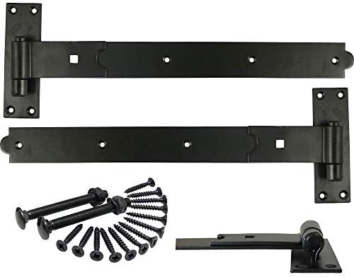 18 450mm Heavy Duty Straight Hook and Band GATE Hinge - EPOXY Black - Includes All Suitable FIXINGS - HBS450B - 1 x Pair - Free Next Working Day DELIVERY