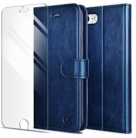 OCASE Custodia iPhone SE 2020 / iPhone SE 2022, Cover iPhone 8 / iPhone 7 con TPU Antiurto Portatessere Portafoglio [Pellicola Protettiva Gratuita] Cover per iPhone 7/8 e iPhone SE 2020/2022, Blu