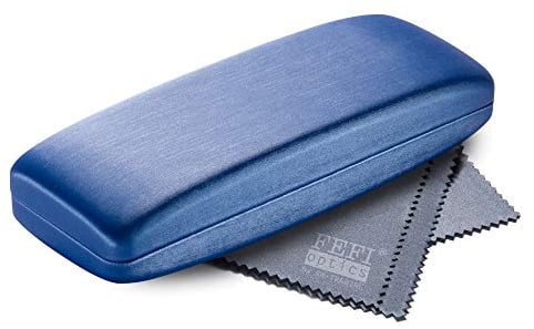 FEFI Hardcase Brillenetui in Seiden-Optik - Größe M (stahlblau)