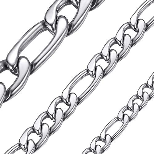 ChainsHouse Figarokette aus hochwertige Edelstahl ohne Anhänger Mode Schmuck 6MM/7.5MM/9MM Breit 41cm-81cm lang Kette in Silberfarbe/18k vergold/Schwarz Verschiedene Kettelänge