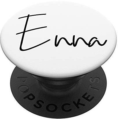 Enna Name Schwarz auf Weiß für Mädchen & Frauen - Enna PopSockets PopGrip: Ausziehbarer Sockel und Griff für Handys/Tablets mit Tauschbarem Top