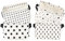 LessMo 4 Pack Storage Baskets, Collapsible Mini Storage Boxes, Canvas Fabric Waterproof Storage Bins made from Cotton and Linen, for Toys, Bathroom, Closets, Playroom (BLACK-SPOT, Thin/waterproof)