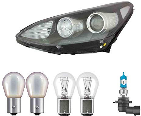 EISENFELS Bundle Set 70803974 Scheinwerfer links + Leuchtmittel PY21W Diadem Chrome + P21/5W Classic + HB3 NIGHT BREAKER kompatibel mit Sportage QL