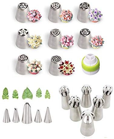 20 PCS Russian Piping Set Icing Piping Nozzles Ball DIY Baking Tools Airbrush Kit for Cake Decorating,Cookies Dessert