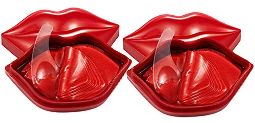 HEALLILY 40 Stücke Lippen Masken Box Gel Lippenpads Beauty Feuchtigkeitsgel Lippenmaske Kollagen Anti Falten Anti Aging Reduzieren Feine Linien Lip Mask Pads für Frauen Damen Lippenpflege Rot