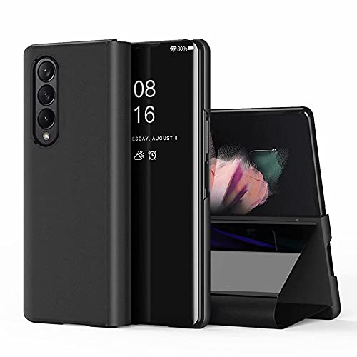TingYR Funda para Samsung Galaxy Z Fold 3 Carcasa, Espejo Funda Flip Inteligente Mirror Caso, Soporte Plegable, Case Cover Funda para Samsung Galaxy Z Fold 3.(Negro)