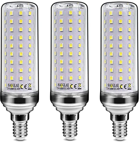 SAUGLAE Ampoules LED 22W, Équivalent 180W Ampoule Incandescente, 2500Lm, 6000K Blanc Froid, Ampoules à Vis Edison E14, 3 Pièces