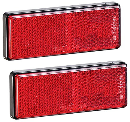 AGRISHOP 2Piezas Catadioptrico Moto Homologado E4 Rectangulares Rojo Pegado Adhesivo, Catadrioptico Caravana,89 * 35mm Reflectante Reflectores Catadioptrico para Bicicleta(Rectangulares-Rojo-2Piezas)