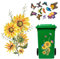 Mülltonnenaufkleber, Sonnenblume Mülleimer Aufkleber Wasserdichte Schmetterling Blume Aufkleber Selbstklebend für Wand, Tür, Behälter, Kühlschrank 2Pcs Gelb