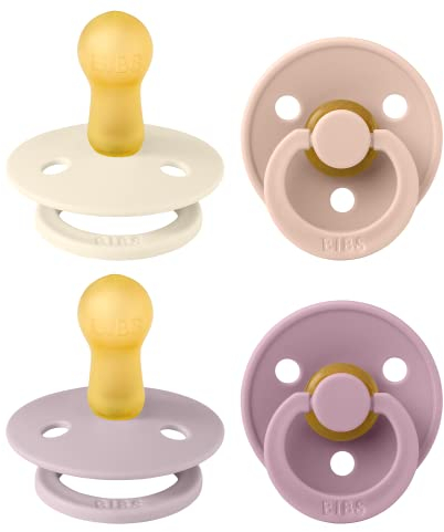 BIBS Colour Schnuller 4er-Pack, BPA-frei, Kirschform Nippel. Naturkautschuk/Latex, Hergestellt in Dänemark. 6-18 Monate (4er Pack), Baby Girl Colours