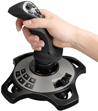 Feiyx Portable Gaming Joystick Handle,3D Pro Joystick for Windows 4-Axis USB Cabled Flight Game Joystick Simulator Controller with Button Function