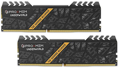 PROXMEM Underworld TUF RAM DDR5 32 GB (2 x 16 GB) 5600 MT/s (PC5-44800) 1.35 V CL28-36-36 288 pines Kit de memoria de escritorio de titanio, AMD Expo | Intel XMP | (PGD5U56A28XX7-UTWC)