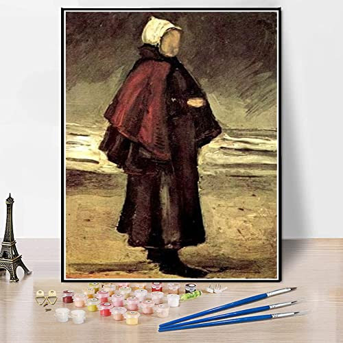 Zahlengemälde für Erwachsene, Angler, S Frau am Strand, Gemälde von Vincent Van Gogh, Kunsthandwerk für Zuhause, Wanddekoration, 40 x 60 cm