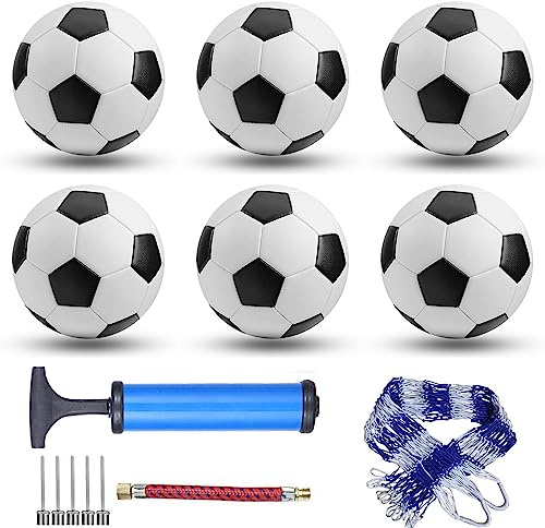 DHYLRICHER 6 Pack Official Size 5 Soccer Balls Sports Soccer Balls of Synthetic Leather,Includes Ball Pump and Net Bag, Competition Traditional Soccer Ballsfor Indoor Outdoor
