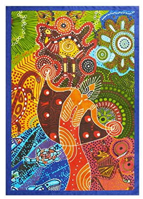 Excelsa Aboriginal Geschirrtuch, 100% Baumwolle, 70 x 50 cm, mit Knopfloch