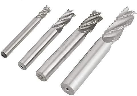 Fresa per Fresatrice, 4 Pezzi Fresa, 4 Scanalature Fresa per Sgrossatura HSS Fresa per Fresa CNC M6 / M8 / M10 / M12 per Fresatrice