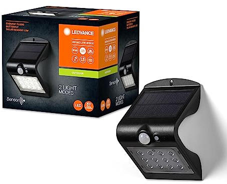 LEDVANCE ENDURA BUTTERFLY Solar-Flutlicht, schwarz, 1,5W, 200lm, Bewegungs- & Lichtsensor, Outdoor-Leuchte, Batterie aufladbar, umweltfreundlich, lange Lebensdauer, einfache Montage, IP65, 4000K