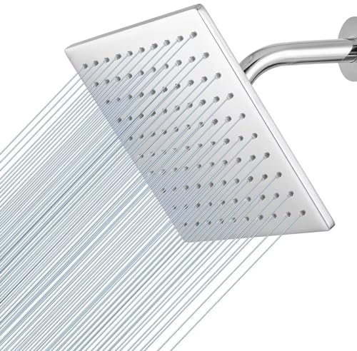 Cabezal de Ducha Tipo lluvia ALL METAL, Voolan Ducha Tipo lluvia de Alto Caudal Optimizada para La Presión del Agua, Experiencia de Ducha Relajante Incluso con Baja Presión del Caudal de Agua (Cromo)