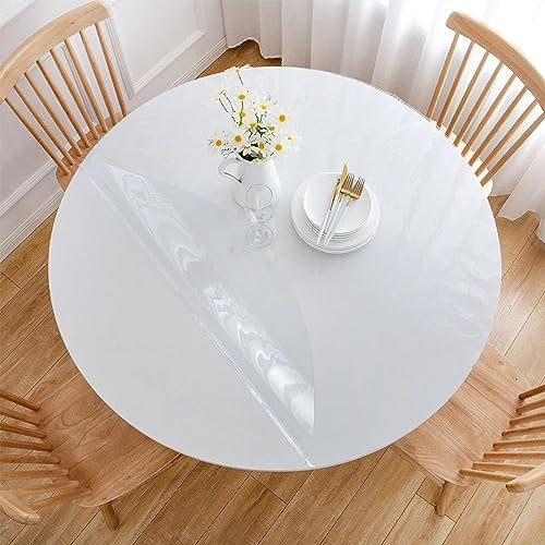 AYLFBFU Rund Plastiktischdecke 110cm - Dicke 1mm Folie Tisch Transparent - Abwaschbar Anti-Oil Stain Verschleißfest PVC Folie Transparent für Holztische, Glastische, Marmortische, Transparent_1mm
