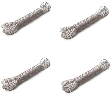 Cuerda tendedero Exterior, Cuerda Tender Ropa Exterior con núcleo de Acero, Cuerda de Acero plastificado Varias Medidas a Elegir, Cuerda tendedero Acero plastificado (4 Unidades 4mm x 20metros)