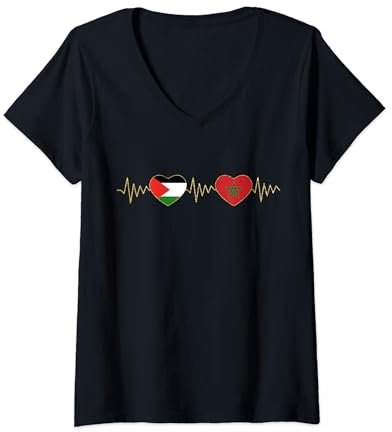 Maroc Palestine Drapeau Palestine Gaza Free Palestine T-Shirt avec Col en V