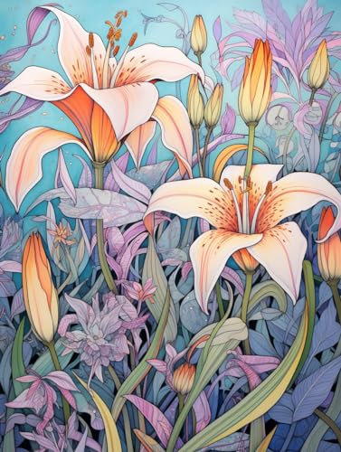 MIRONS 5D DIY Diamond Painting Kit Completo, Bellissimo bouquet di gigli, L, 40 * 50 cm Stitch Diamant Painting, Pittura Diamante Strass Ricamo a Punto Croce Painting per Decorazioni Casa, Adulti