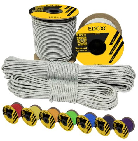 EdcX 3 mm Nylon Paracord 425 (15, 30, 50 and 100m) – 3 mm Type II, 100% Nylon Rope, 3 Strand Rope, 3 mm Nylon Rope in Many Colors (White, 30 m)