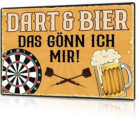 Putuo Decor 1 Stück Vintage Metall Bar Blechschild, Zinn Zeichen Wand Kunst Dekor für Home Bar Pub Club Garage Mann Höhle Dekor 7,8 x 11,8 Zoll (Dart Bier)