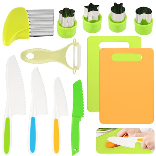 Set de Cuchillos de Cocina para Niños de 12 Piezas, Utensilios Cocina Niños, Cuchillos Montessori Niños para frutas o verduras, Utensilios Cocina Montessori, Cuchillo Aprendizaje Niños 2 años